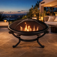 Bronze Round Steel Fire Pit — lifestyle
