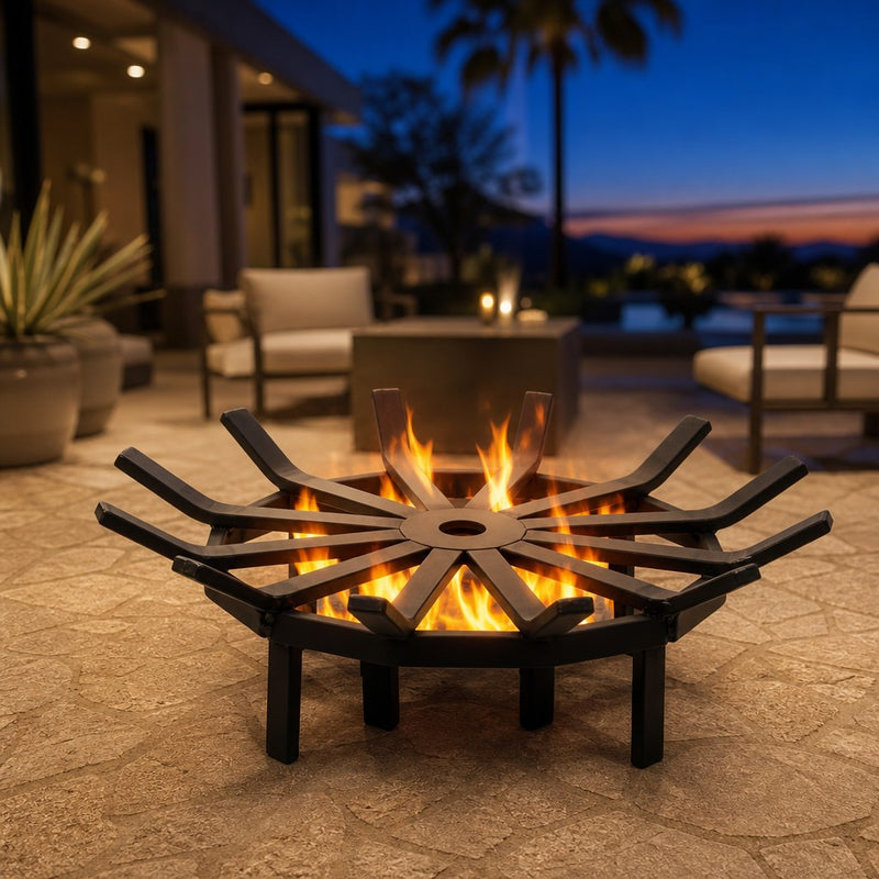 Custom Firescreen 23" Fire Pit Spider Grate — lifestyle
