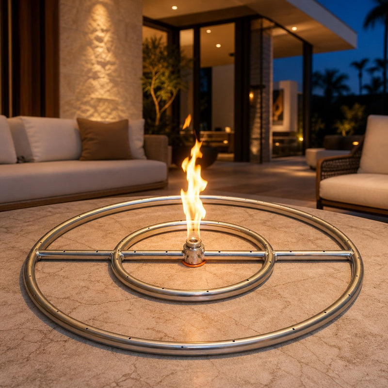 Round High-Capacity Gas Fire Pit Burner - 24" — lifestyle