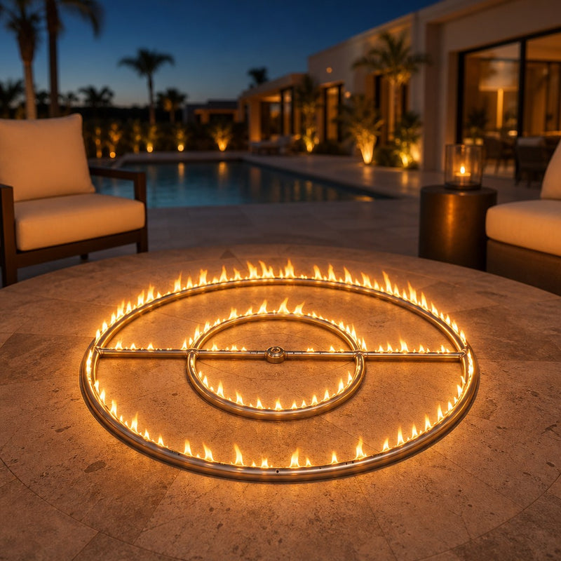 Round Gas Fire Pit Burner with Match Lit Ignition - 24" — lifestyle