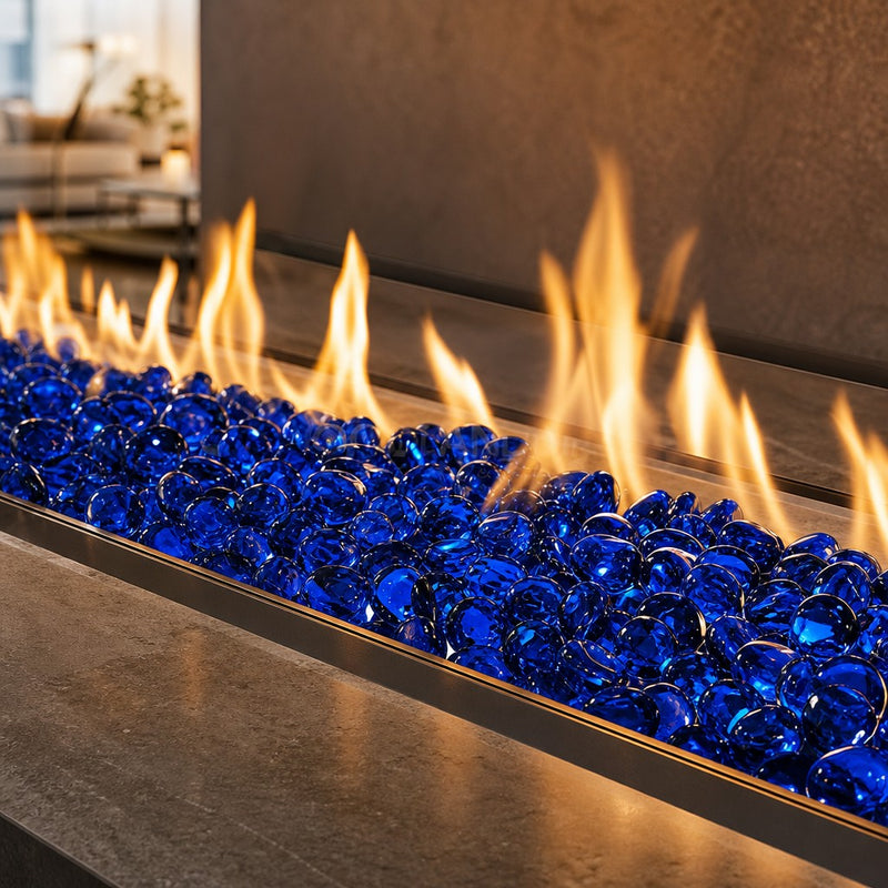 Krystal Fire - Smooth Fire Glass - 1" Royal — lifestyle
