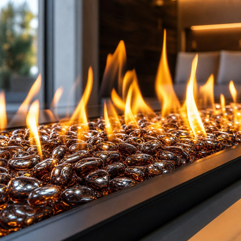 Krystal Fire - Smooth Fire Glass - 1" Amber Irid. — lifestyle