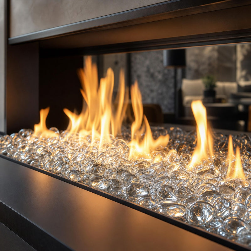 Krystal Fire - Smooth Fire Glass - 1" Iridescent Ice — lifestyle
