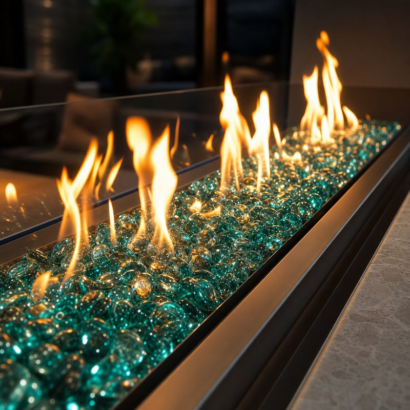 Krystal Fire - Gem Fire Glass - Tropic Blue 10 lbs. — lifestyle