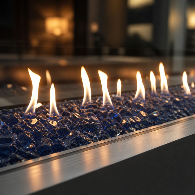 Krystal Fire - Fire Glass - 1/2"-3/4" Royal Blue - 10lbs — lifestyle