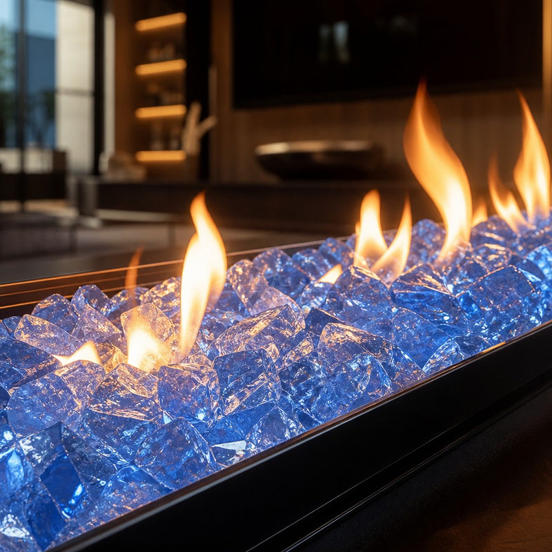 Krystal Fire - Fire Glass - 1/2"-1" Blue Ice — lifestyle
