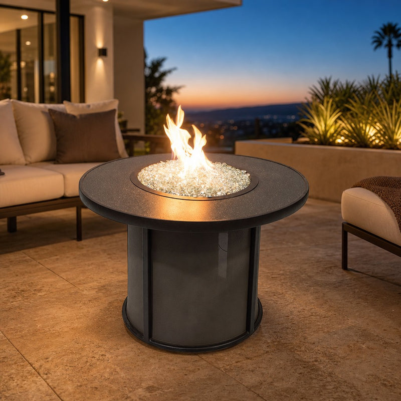 Stonefire Round Crystal Gas Fire Pit Table - 32" — lifestyle