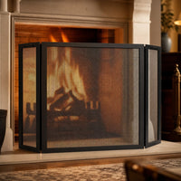 Classic Three Panel Fireplace Screen — lifestyle