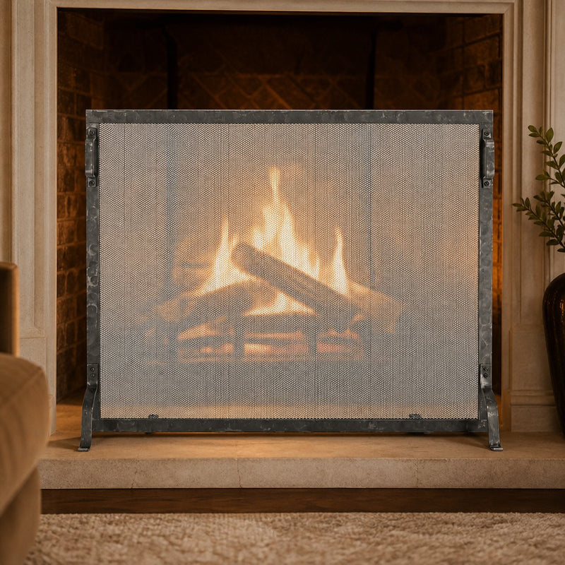 Hammered Fireplace Screen — lifestyle