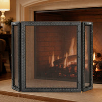 Templar Three Panel Fireplace Screen — lifestyle