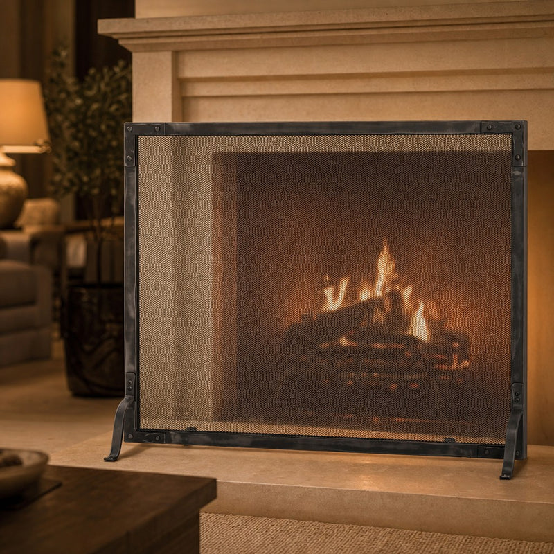 Stronghold Fireplace Screen — lifestyle