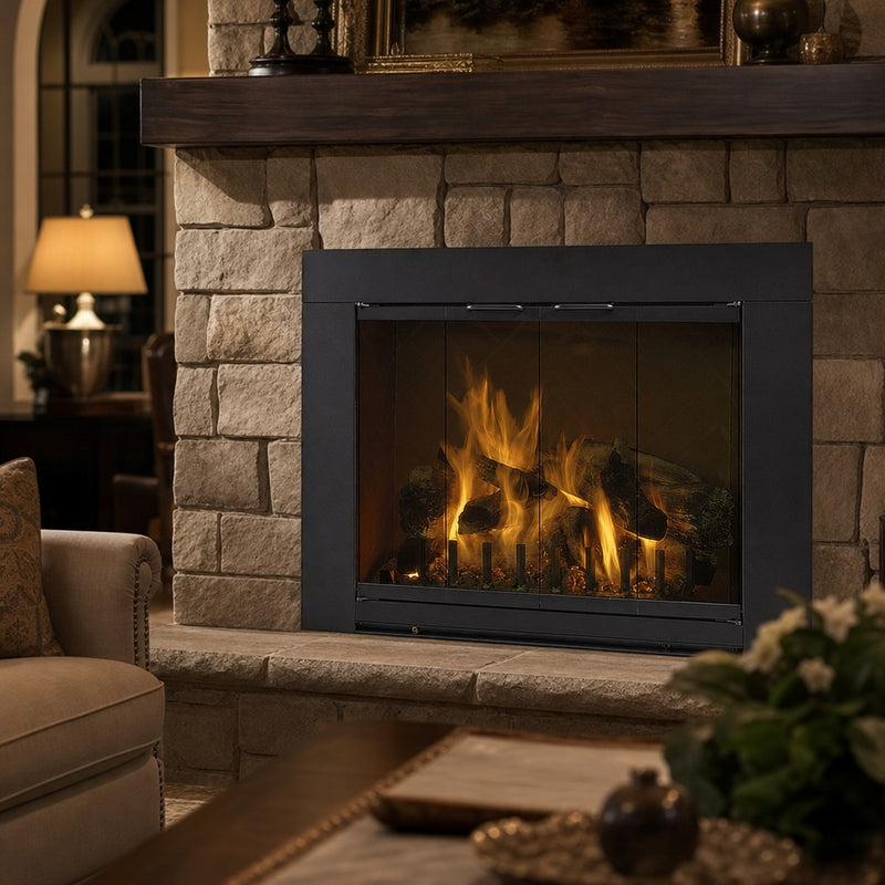 Grande Standard Masonry Fireplace Glass Door — lifestyle