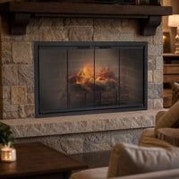 Stiletto Zero Clearance Fireplace Glass Door — lifestyle
