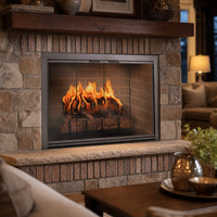 Brookfield Masonry Fireplace Glass Door — lifestyle
