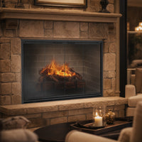 Stiletto Masonry Fireplace Glass Door — lifestyle