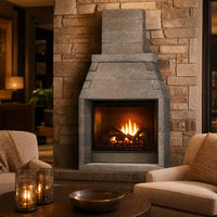 Pre-Engineered Masonry Wood Burning Outdoor Fireplace - 36" — lifestyle