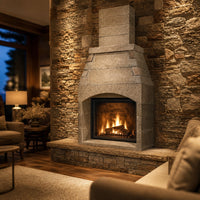 Pre-Engineered Arched Masonry Wood Burning Outdoor Fireplace - 42" — lifestyle