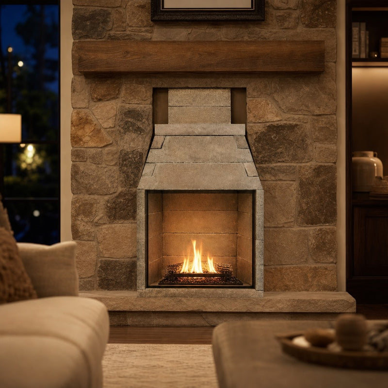 Pre-Engineered Masonry Wood Burning Outdoor Fireplace - 42" — lifestyle