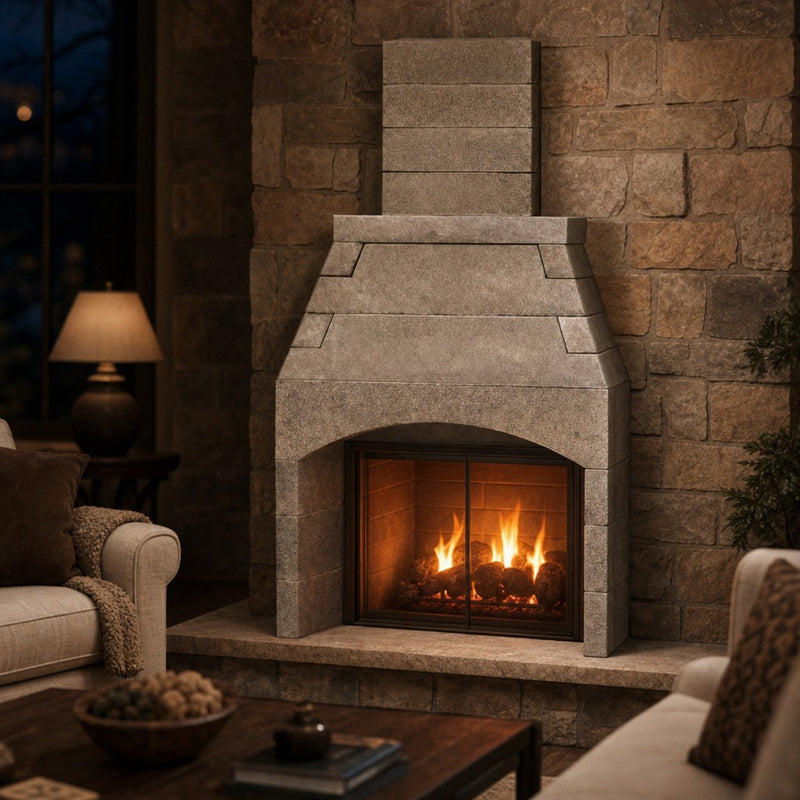Pre-Engineered Arched Masonry Wood Burning Outdoor Fireplace - 30" — lifestyle