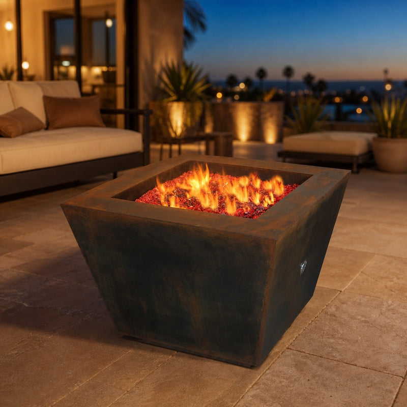 Cono Fia Steel Gas Fire Pit — lifestyle