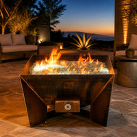 Kenna Fia Steel Gas Fire Pit — lifestyle