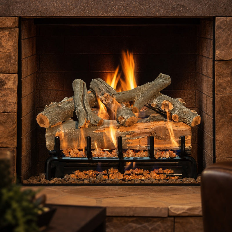 Grand Canyon Arizona Juniper See-Through Vented Gas Log Set — lifestyle