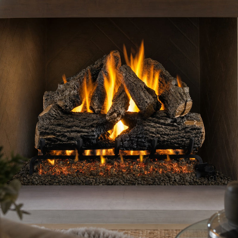 Peterson Real Fyre Charred Oak ANSI Vented Gas Log Set — lifestyle