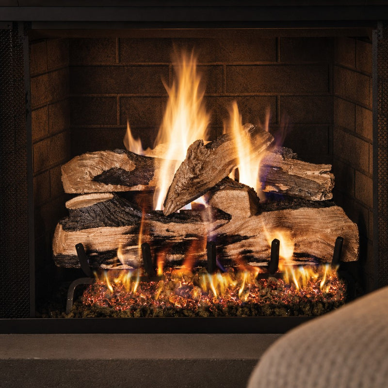 Peterson Real Fyre Split Oak Designer Plus Vented Gas Log Set — lifestyle