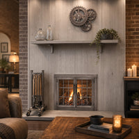 Heritage Industrial Steel Fireplace Mantel Shelf — lifestyle