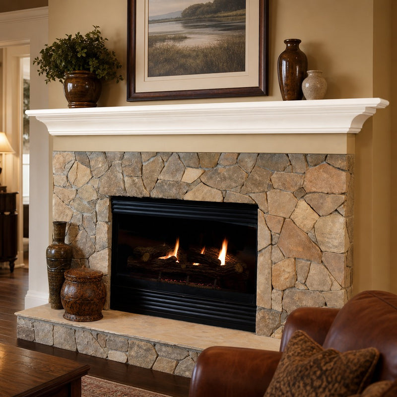 Pearl Crestwood White Fireplace Mantel Shelf — lifestyle