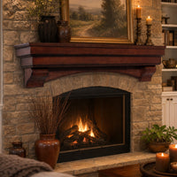 Pearl Auburn Cherry Distressed Fireplace Mantel Shelf — lifestyle