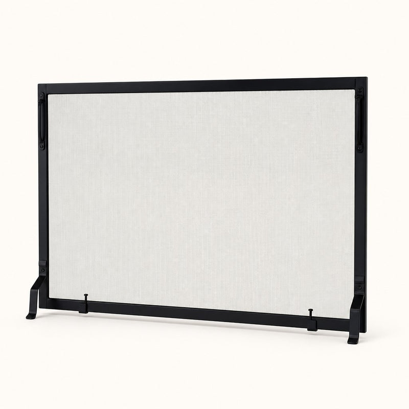 Framed Black Wrought Iron Single Panel Screen - 39" x 25" — studio