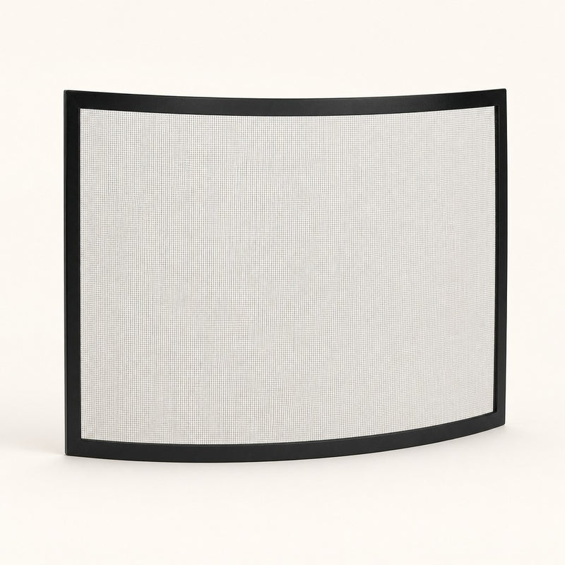 Framed Black Bowed Single Panel Fireplace Screen — studio