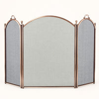 3-Panel Antique Brass Arched Fireplace Screen — studio