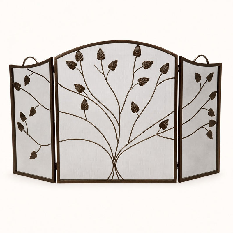 Vineyard 3-Panel Bronze Arched Fireplace Screen — studio