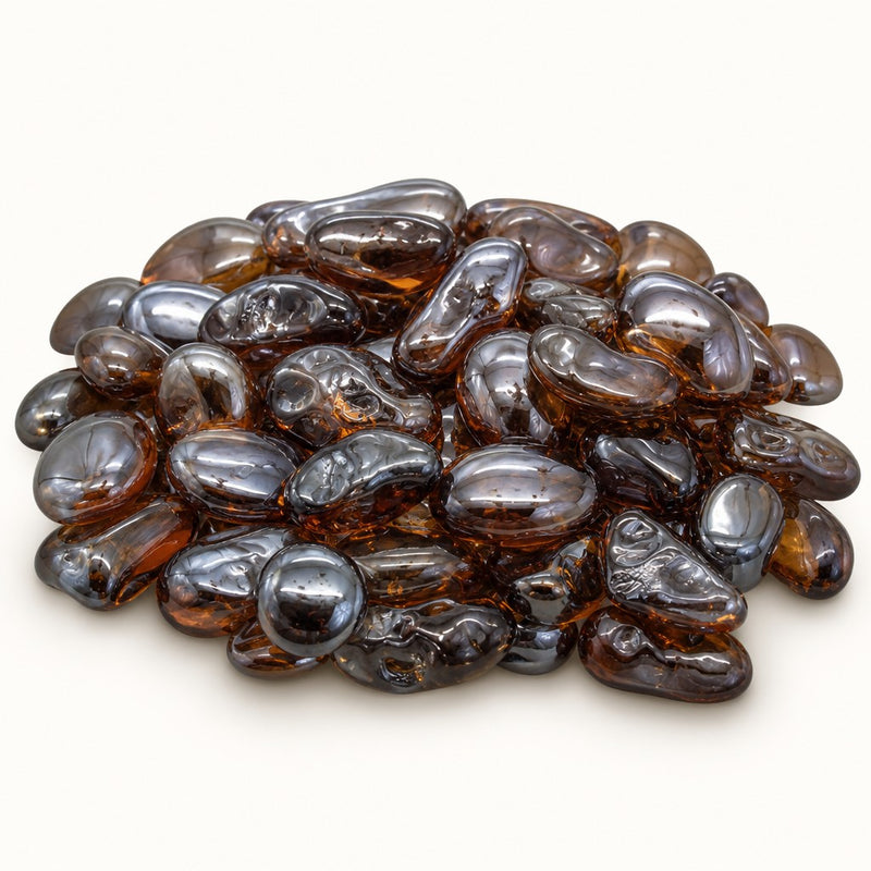Krystal Fire - Smooth Fire Glass - 1" Amber Irid. — studio