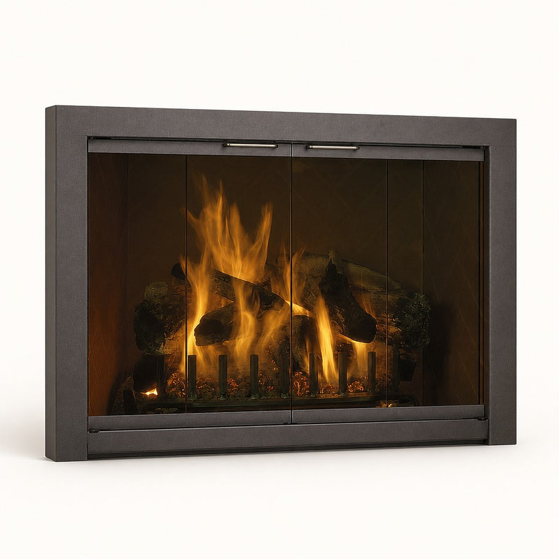 Piccolo Custom Masonry Fireplace Glass Door — studio