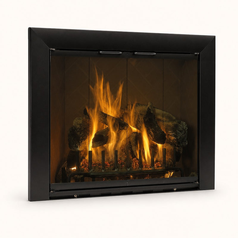 Reflection Custom Masonry Fireplace Glass Door — studio