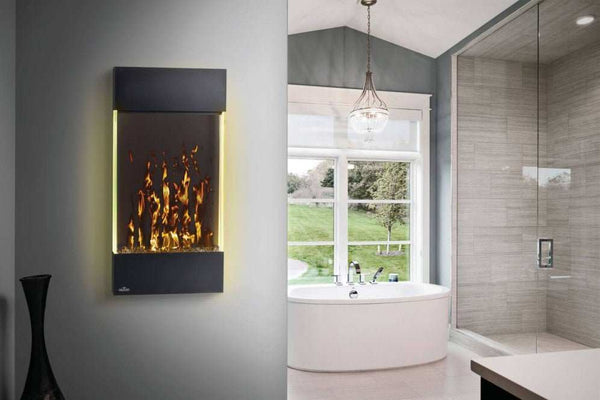 Allure™ Vertical 32 Wall Hanging Electric Fireplace with adjustable LED flames and remote control