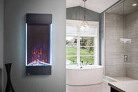 Allure™ Vertical 38 Wall Hanging Electric Fireplace with LED flames, 5000 BTU heat, and remote control in a sleek vertical design