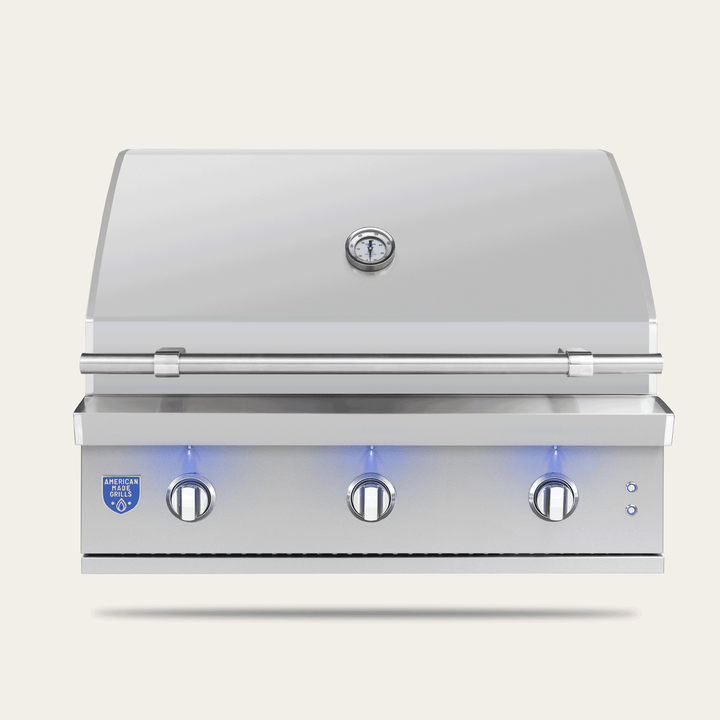 American Made Grills Atlas 36 inch gas grill with stainless steel construction and LED lighting