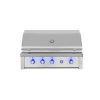 American Made Grills Estate 42-inch luxury stainless steel gas grill with LED lights and rotisserie storage