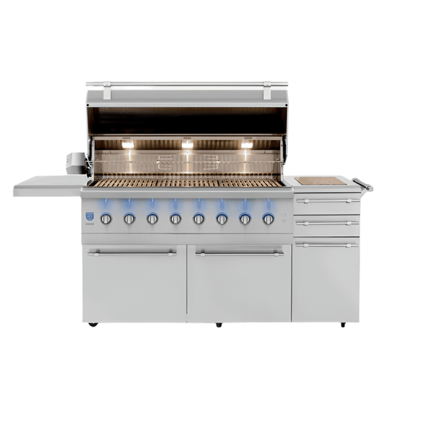 American Made Grills 54" Hybrid Encore freestanding grill with multi-fuel system and stainless steel design