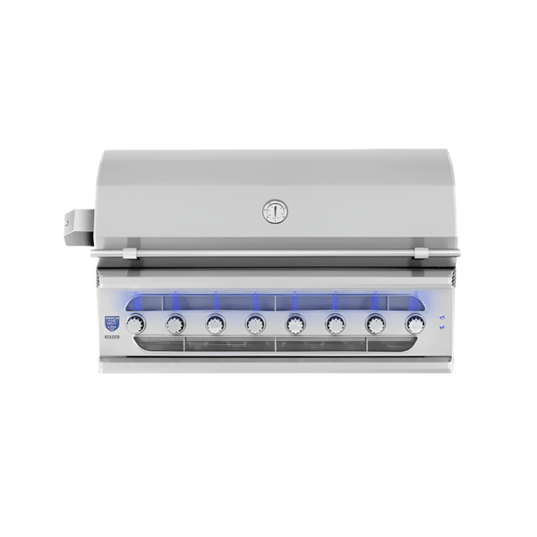 American Made Grills 54-inch hybrid grill with multi-fuel system and stainless steel construction