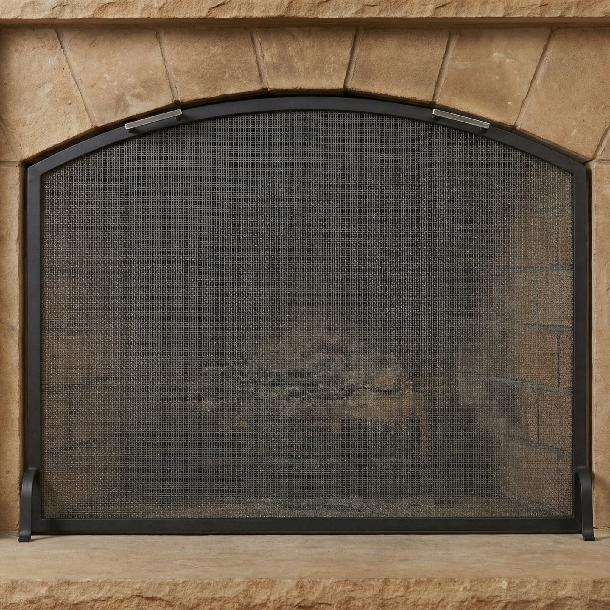Custom Steel Arch Fireplace Screen (Carolina) – Free Standing, Custom Fit