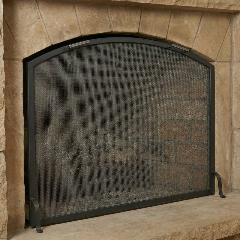 Custom Steel Arch Fireplace Screen (Carolina) – Free Standing, Custom Fit