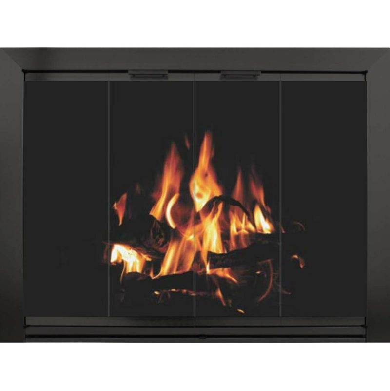 Arden masonry fireplace door with extruded aluminum frame and 1/4 inch glass