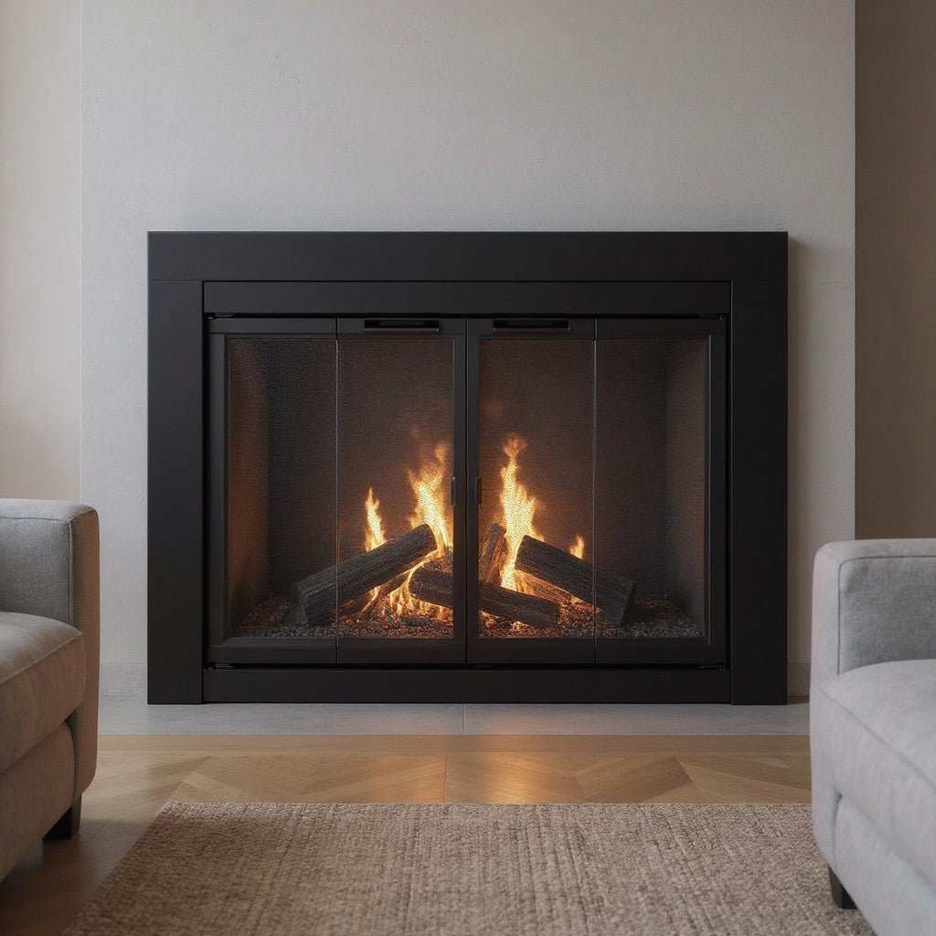 Ardmore Fireplace Door | Durable Flat Black Masonry Fir…