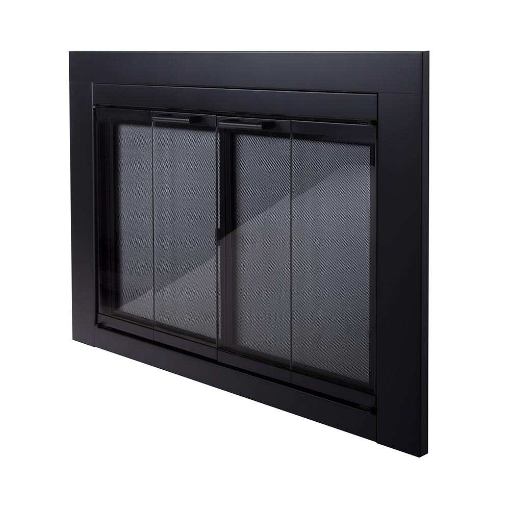 Ardmore Flat Black Masonry Fireplace Door | Sleek & Modern Fireplace Doors | Standard Sizes | Durable Steel Frame