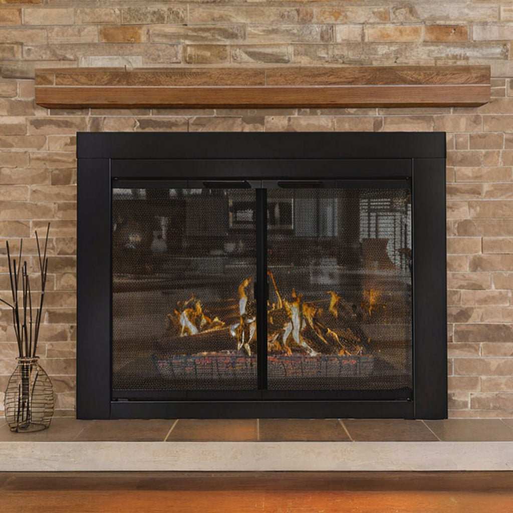 Ardmore Flat Black Masonry Fireplace Door | Sleek & Modern Fireplace Doors | Standard Sizes | Durable Steel Frame